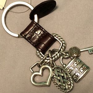 One World by Brighton Leather charm key ring NWT